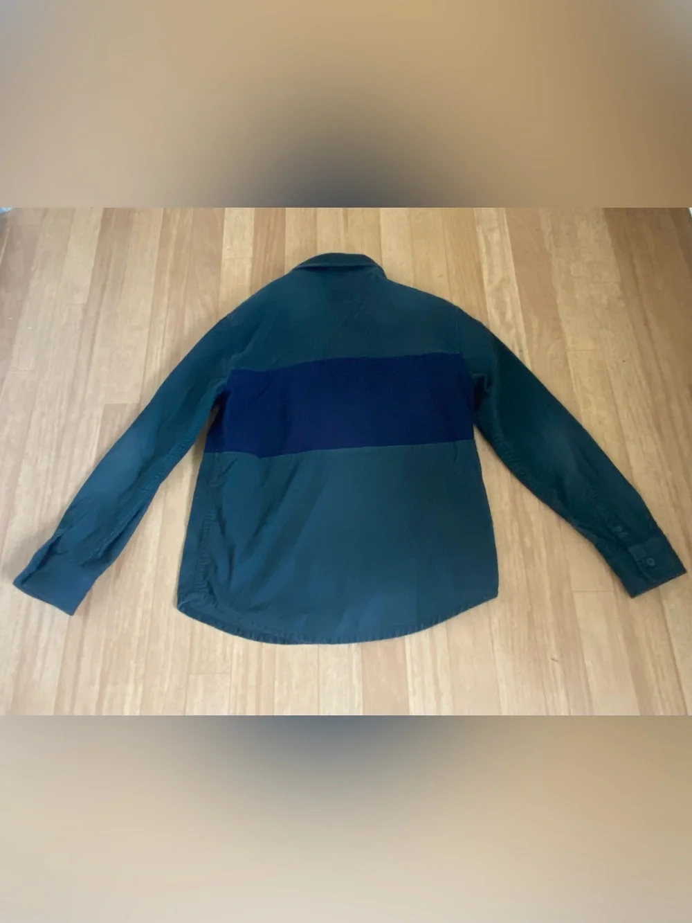 OLD NAVY Boys Green And Navy Blue Button-Up Corduroy Shirt Size L (10-12)